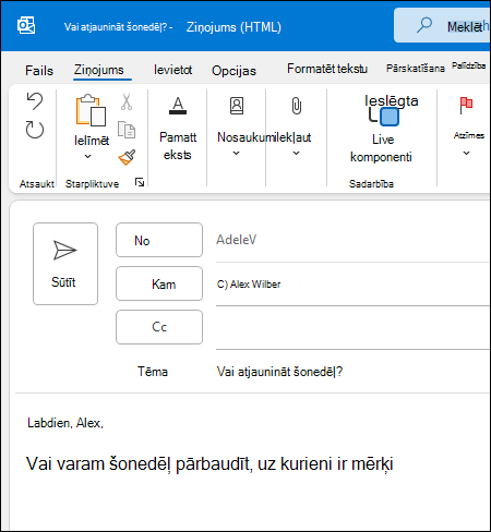 New Message in Outlook
