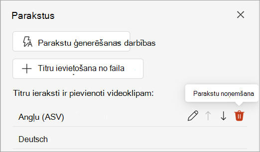 Parakstu ieraksta parakstu noņemšanas poga rūtī Paraksti.