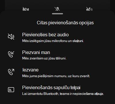 Atlasiet audio avotu no mobilās sapulces sākuma pievienošanās ekrāna.