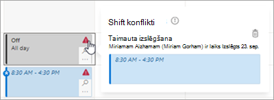 Pārvaldiet shift konfliktu grafikā programmā Maiņas.