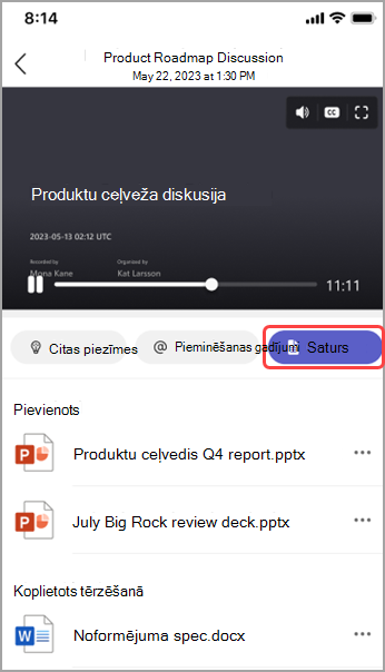 Skatiet koplietojamo saturu Teams sapulču rīkkopā.