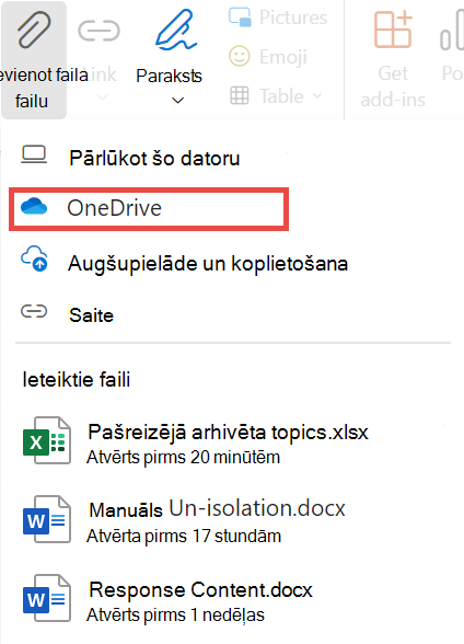 Jauna Outlook diska pārlūkošana pakalpojumā One Drive