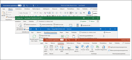 Atjauninātas Word, Excel, PowerPoint un Outlook lentes ikonas