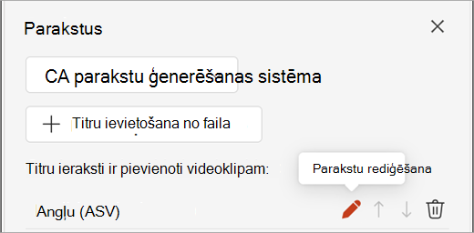 Parakstu ieraksta rediģēšanas poga parakstu ierakstam rūtī Paraksti.