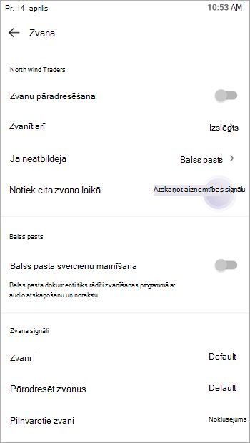 Lietotājs var kontrolēt, kā notiek otrais ienākošais zvans, izmantojot aizņemtības informācijas iestatījumu.