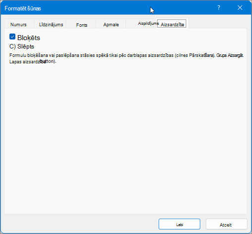 Protection Tab under the Format Cells dialog box