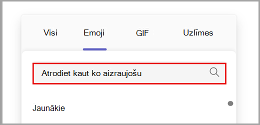 Meklējiet visas Emoji opcijas.