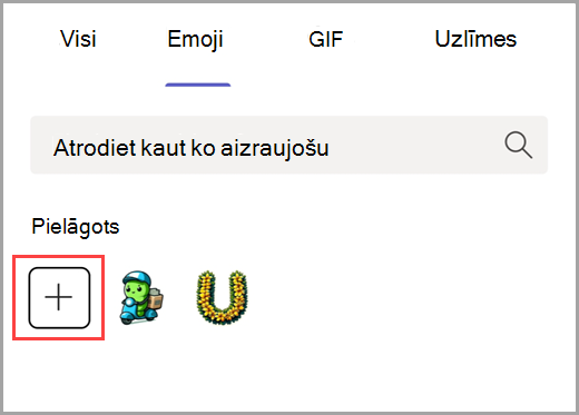 Atlasiet pluszīmi, lai pievienotu pielāgotu emocijzīmi.