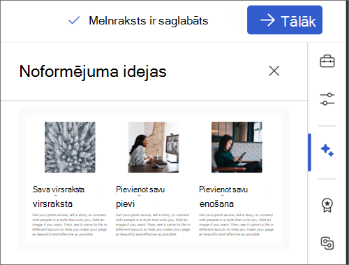 Ekrānuzņēmums ar atlasītu noformējuma ideju ikonu.