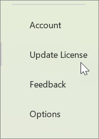 Izmantojiet pogu Atjaunināt licenci, lai pārbaudītu savu Microsoft 365 licenci.