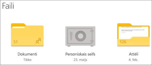 OneDrive mapes Personiskais seifs ekrānuzņēmums