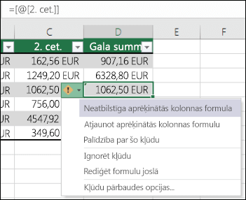 Formulas pārrēķināšanas, iterācijas vai precizitātes maiņa programmā Excel - Excel