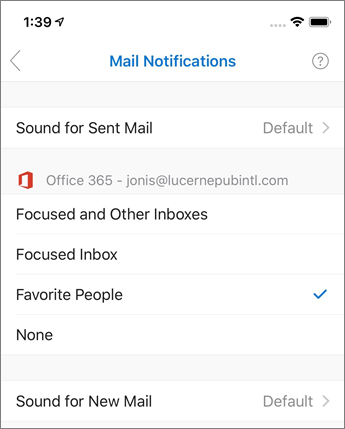 Paziņojumu ieslēgšana vai izslēgšana programmā Outlook Mobile