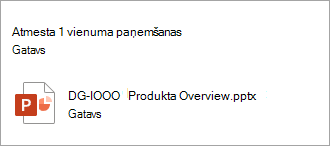 Tiek parādīts ziņojums, kas apstiprina atmesto paņemšanas ziņojumu.