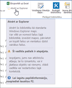 Atlasīta, bet atspējota opcija Atvērt ar Explorer.