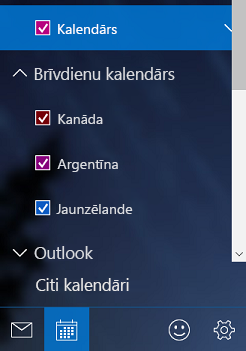 Brīvdienu kalendāra pievienošana operētājsistēmā Windows 10