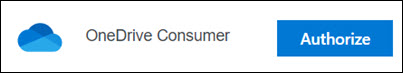 OneDrive patērētāju pilnvarošanas poga.