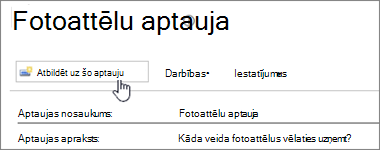 Aptaujas lapas ekrānuzņēmums, kurā iezīmēts vienums Atbildēt uz šo aptauju.