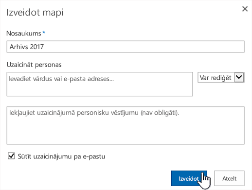 SharePoint Online klasiskā režīma koplietošanas dialogs