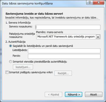 Configure Database Connection dialog box