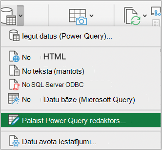 Get Data (Power Query) command menu