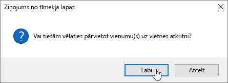 Vienuma dzēšanas dialoglodziņa apstiprinājums ar iezīmētu dzēšanas opciju