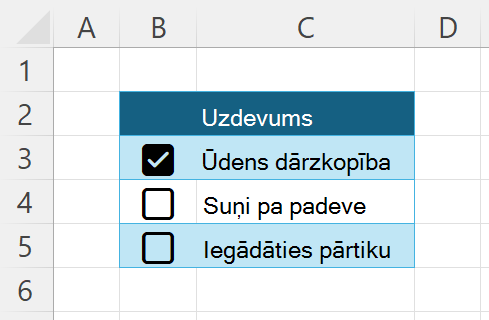 Īss mājas darbu saraksts ar izvēles rūtiņām tiem blakus