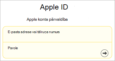 Apple ID pierakstīšanās ekrānuzņēmums