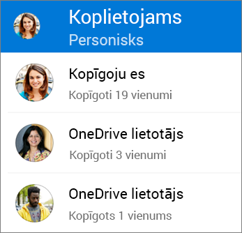 Koplietojamo failu skats programmā OneDrive operētājsistēmai Android