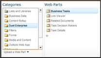 The Web Part Picker enables you to navigate to the Business Tasks web part that you want to insert.