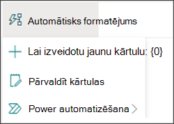 Automātiskās automatizēšanas izvēlnes attēls, kurā atlasīta opcija Power Automate