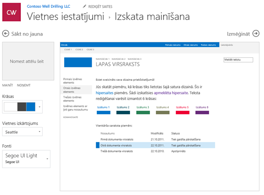 Izskata krāsu, fontu un izkārtojuma rediģēšana