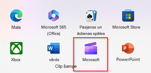 Clipchamp ir iesūtnes programma programmā Windows 11