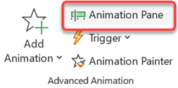 Animācijas rūti varat atvērt lentes cilnē Animācijas.