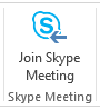 Poga Pievienoties Skype sapulcei programmas Outlook lentē