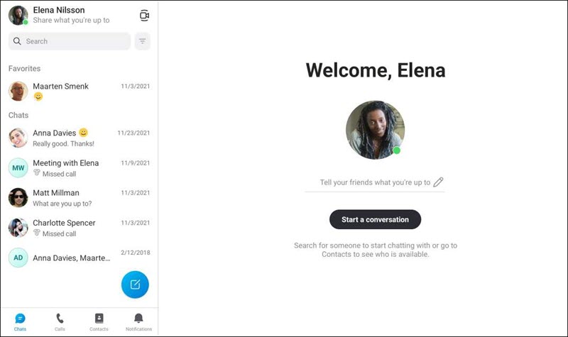 Chat-skjerm for Android-nettbrett