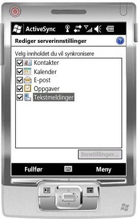 Merk av for Tekstmeldinger i Windows Mobile 6.5