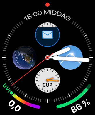 Apple Watch-urskive som viser Outlook-informasjon