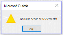 Microsoft Outlook-feilmelding, Kan ikke sende denne gangen.