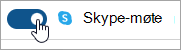 Skjermbilde som viser veksleknappen for å angi et Skype-møte