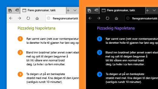 Bruk fargefiltre i Windows 10 Innstillinger app for å gjøre bilder, tekst og farger enklere å se.