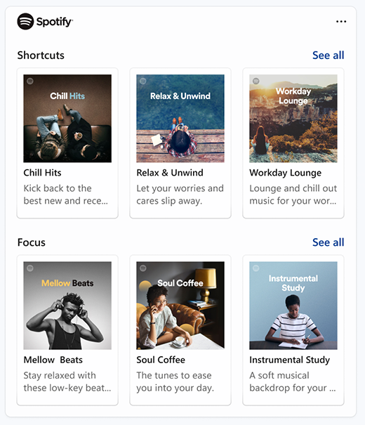 Et skjermbilde av Clock-appen med alternativer for lyd i omgivelsene fra Spotify.