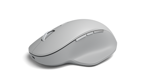 Sidevisningsbilde av Surface Precision Mouse vippet til siden.