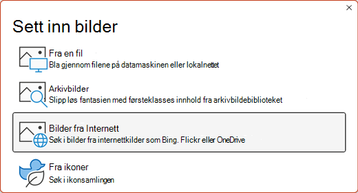 Dialogboksen Sett inn bilder.