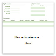 Planlegger av reiserute i Excel