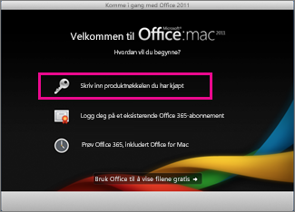 Aktiver skjerm i Office for Mac