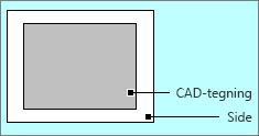 AutoCAD-tegning innenfor kantlinjene på siden