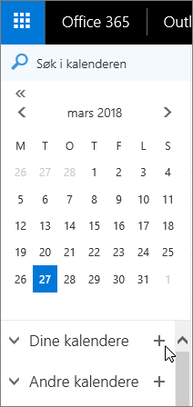 Arbeide med flere kalendere i Outlook på nettet - Outlook