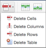 Slett tabell i Office for Mac
