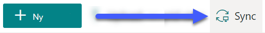 Synkroniser-knappen er tilgjengelig nær toppen av siden i SharePoint dokumentbiblioteker.